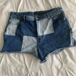 Pretty Little Thing Patchwork Jean Shorts Women's 12